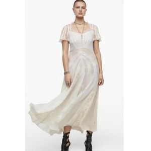 NWT Zara Romantic Ivory Lace Maxi Dress